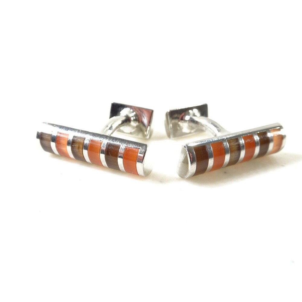 Pink Men's Burgundy Orange Silver Cuff Links